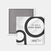 White 90 Decade Birthday Magneet (Voorkant / Achterkant)