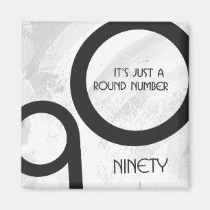 White 90 Decade Birthday Magneet