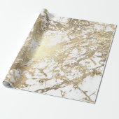 White Abstract Foxier Gold Marble Shiny Metallic Cadeaupapier (Uitgerold)