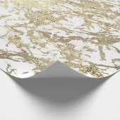 White Abstract Foxier Gold Marble Shiny Metallic Cadeaupapier (Hoek)