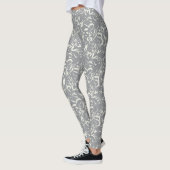 White Abstract On Grey Leggings (Gauche)