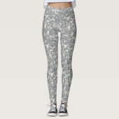 White Abstract On Grey Leggings (Devant)
