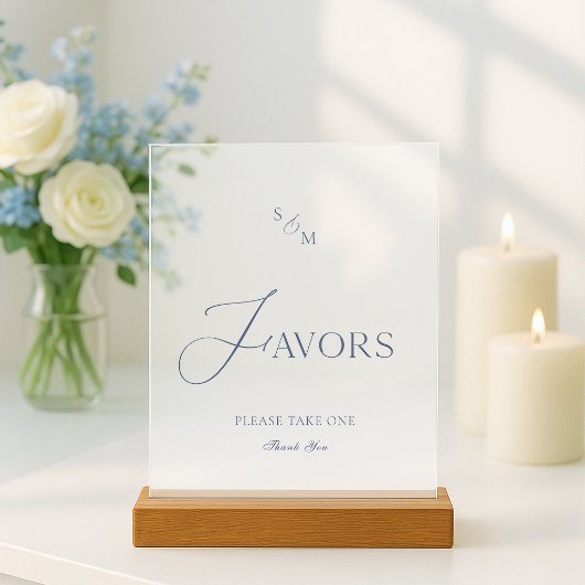 White Acrylic “Favors” Sign 