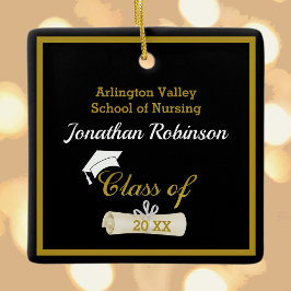 White Afstudeerder Pet en Diploma Ceramic Ornament
