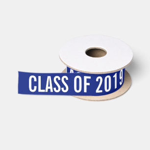 White Afstuderen Class of 2019 Typography Navy Blu Lint