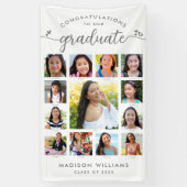 White Afstuderen K-12 Modern Script Photo Collage Spandoek (Verticaal)