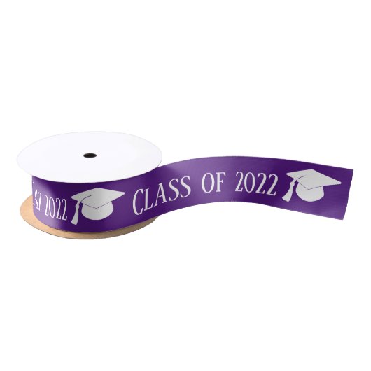 White Afstuderen Pet | Klasse 2022 Paars Lint (Spoel)