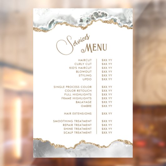White Agate Diensten Menu Raamsticker (Vel 2)