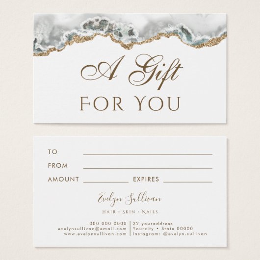 White Agate Gift Kaart (Voorkant /achterkant)