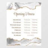 White Agate Opening Uours Window Cling Raamsticker (Vel)