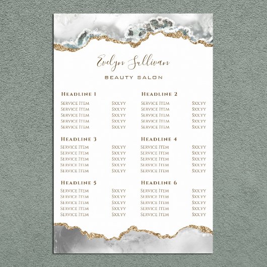 White Agate Price List Poster