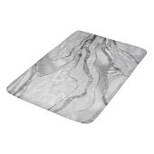 White Agate Silver Glitter Glam #1 (Faux Glitter) Badmat (Gekanteld)