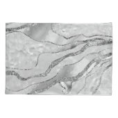 White Agate Silver Glitter Glam #1 (Faux Glitter) Kussensloop (Achterkant)