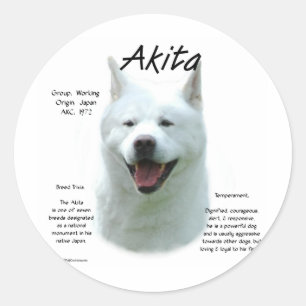 White Akita Geschiedenis Ronde Sticker