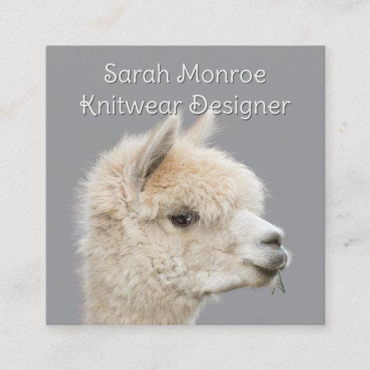 White Alpaca Fiber Yarn Vierkante Visitekaartje (Voorkant)