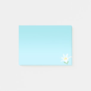 White Amaryllis Flower on Light Blue Post-it® Notes