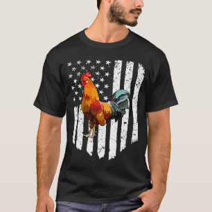 White American Flag Rooster, 4 juli Boerderij Anim T-shirt