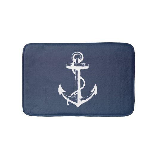 White Anchor and Navy Blue Badmat (Voorkant)