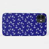 White Anchor Blue Background Captain Zee Ocean Case-Mate iPhone Case (Achterkant (horizontaal))