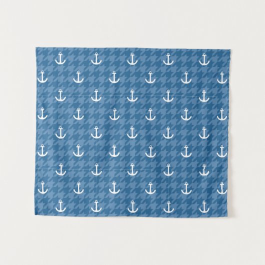 White Anchor Pattern Wandkleed (Voorkant (horizontaal))