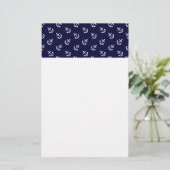 White Anchors Navy Blue Background Pattern Briefpapier (Staand voorkant)