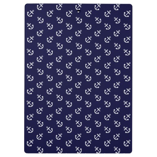 White Anchors Navy Blue Background Pattern Klembord (Achterkant)