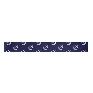White Anchors Navy Blue Background Pattern Lint