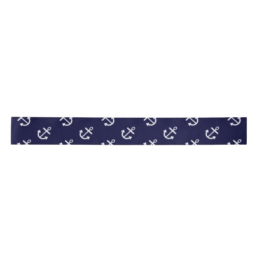 White Anchors Navy Blue Background Pattern Lint (Voorkant)