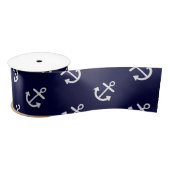 White Anchors Navy Blue Background Pattern Lint (Spoel)