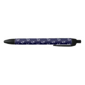 White Anchors Navy Blue Background Pattern Zwarte Inkt Pen (Bodem)