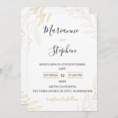 White and Beige Elegant Floral Wedding Invitation (Devant / Derrière)