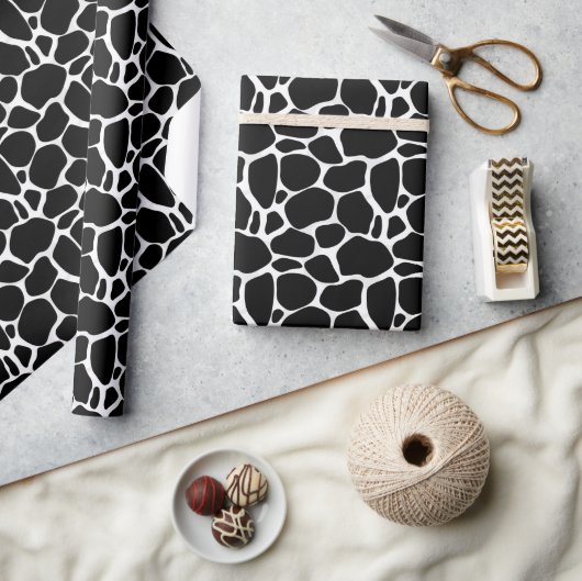 White And Black Abstract Leopard Pattern Cadeaupapier (Crafts)