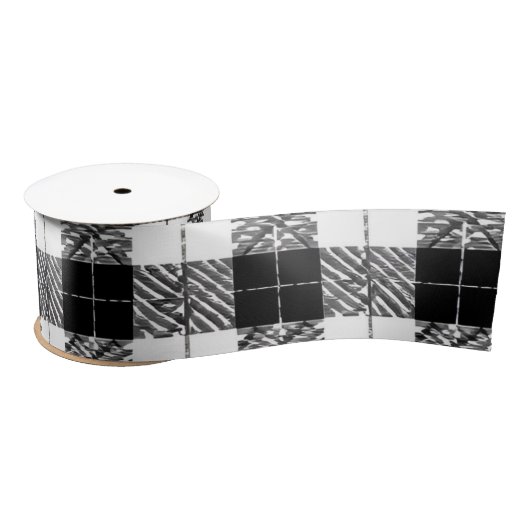 White and Black Herringbone Tartan Ribbon Lint (Spoel)