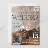 White and black Magazine Cover Wedding  Invitation (Devant)