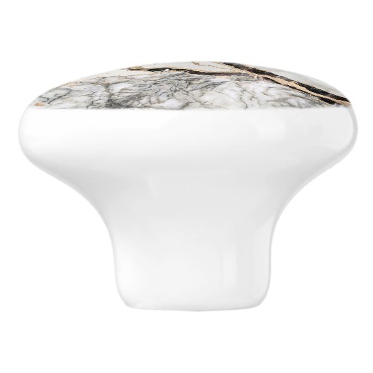 White and Black Marble Textures Abstract Keramische Knop (Zijkant)