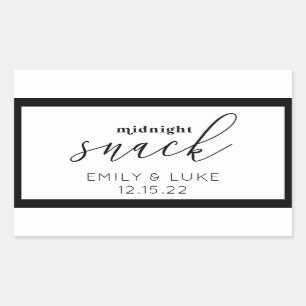 White and Black Midnight Snack Custom Wedding Rechthoekige Sticker