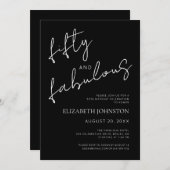 White and Black Minimal 50 and Fabulous Birthday Kaart (Voorkant / Achterkant)