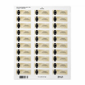 White and Black Monogrammed Return Address Label (Full Sheet)