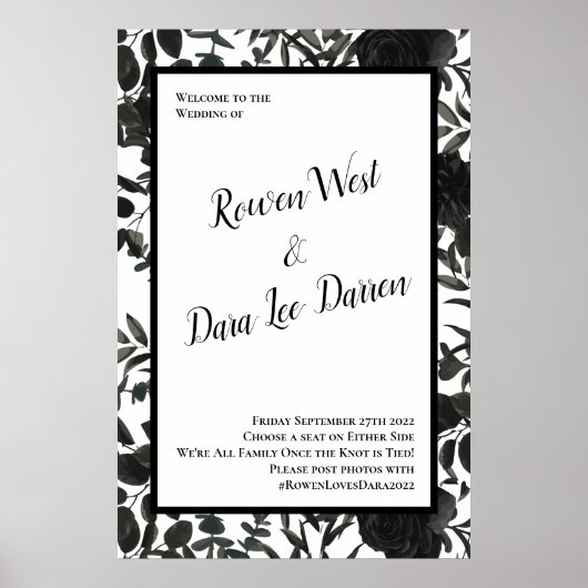 White and Black Roos Gothic Wedding Ceremonony Sig Poster (Voorkant)