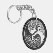 White and Black Tree of Life Yin Yang Sleutelhanger (Voorkant Links)