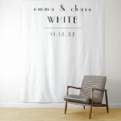 White and Black Wedding Tapestry Wandkleed (In situ)