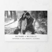 White and Black World Map All in One Wedding Drieluik Uitnodiging (Cover)