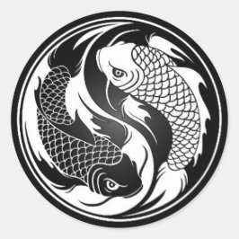 White and Black Yin Yang Koi Fish Ronde Sticker