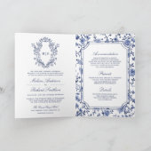 White and Blue Chinoiserie Crest QR Code Wedding (Binnen)