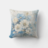 White and Blue Flowers Kussen (Voorkant)