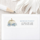 White and Blue Pumpkin Return Address Label (Insitu)