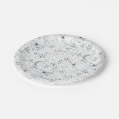 White and Blue Starry Moon Pattern Papieren Bordje (Gekanteld)