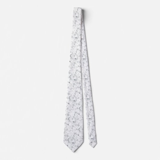 White and Blue Starry Moon Pattern Stropdas (Voorkant)