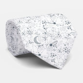 White and Blue Starry Moon Pattern Stropdas (Opgerold)
