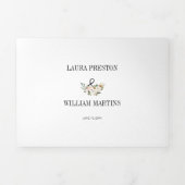 White and Blush Pink Magnolia Floral Weduwfoto Drieluik Uitnodiging (Cover)